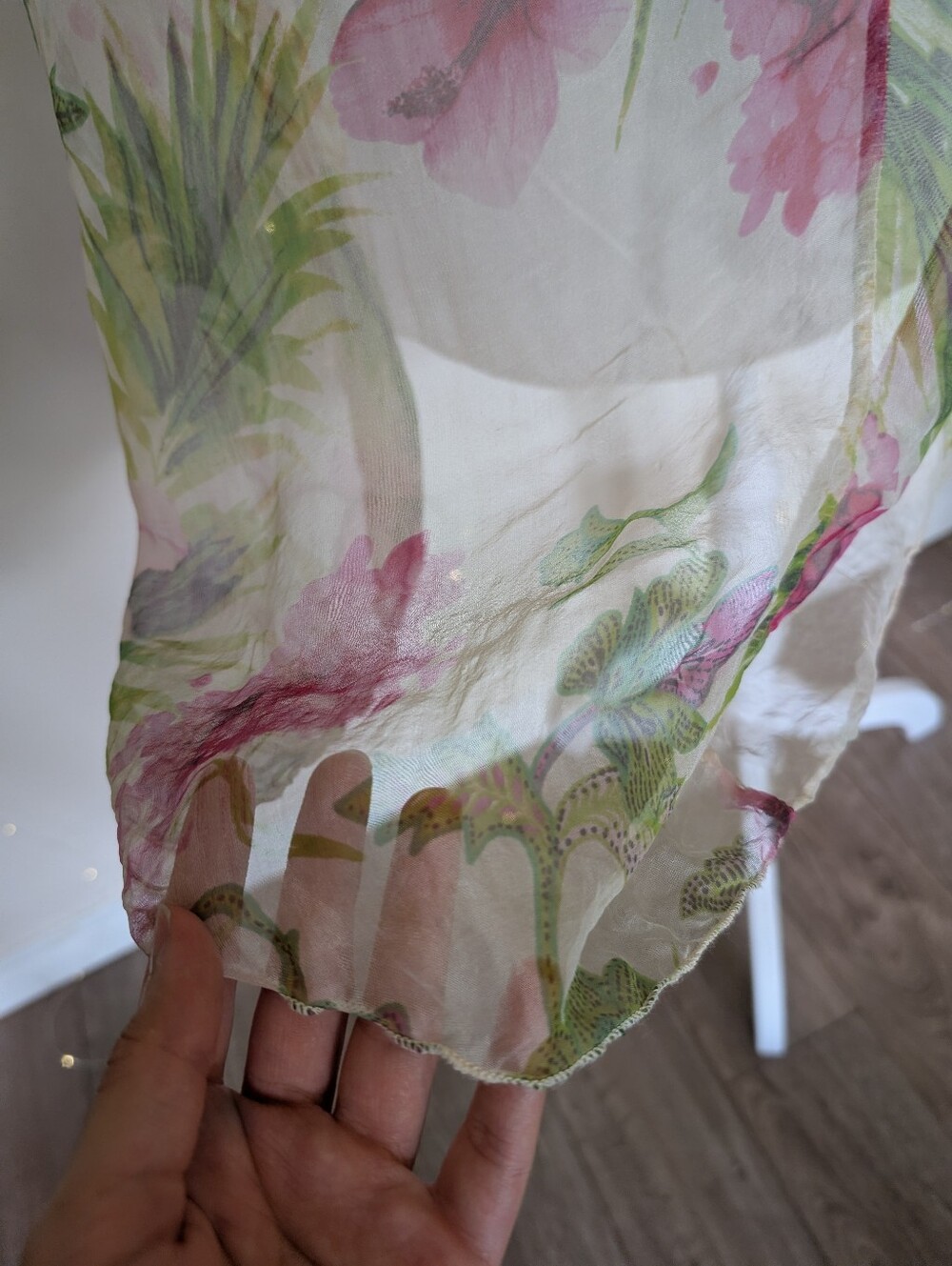 Silk Tropical Print Dress - Vacation Summer Wear - Picture 3 of 12